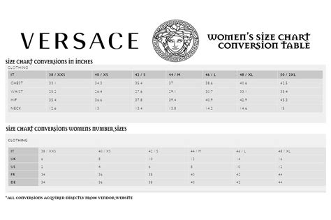 versace jeans couture size chart.